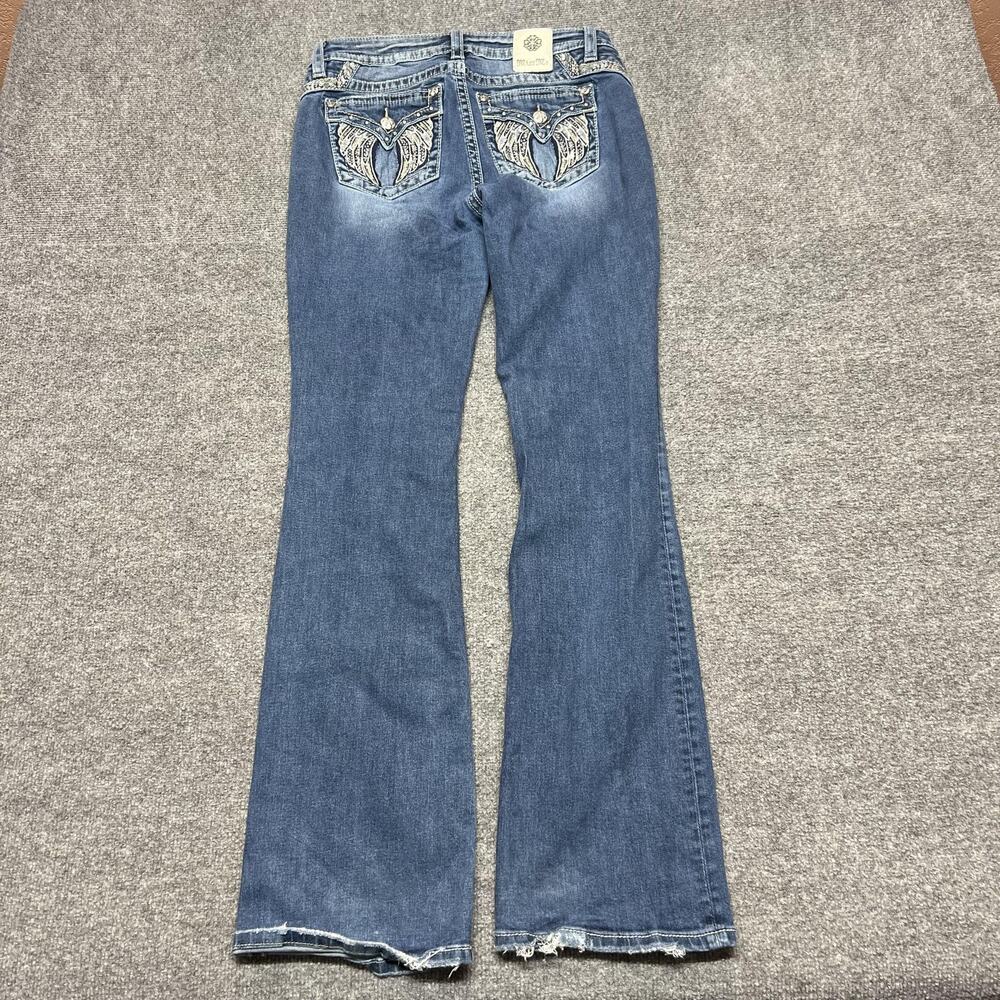 Miss Me Chloe Boot Jeans Womens 30 Blue Medium Wash Low Rise Embellished Denim